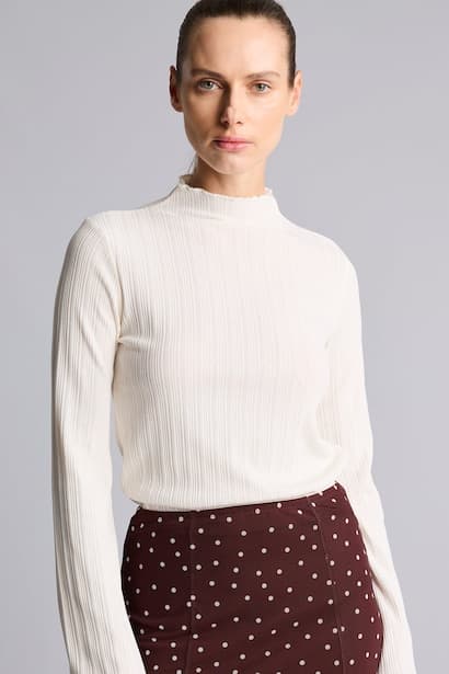 Slim Fit Ribbed Long Sleeve Top