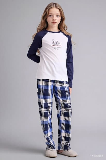 Girl Printed Long Sleeve Top Bottoms 2 Piece Pyjamas Set Homewear
