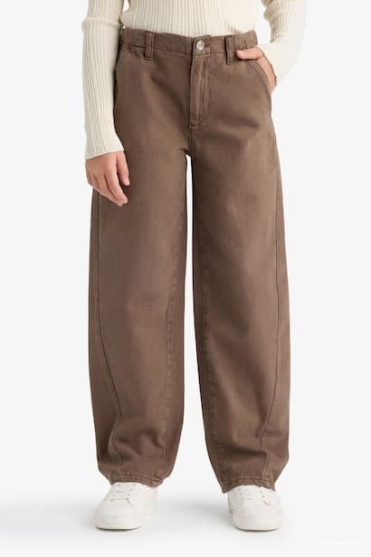 Girl Balloon Fit Gabardine Trousers (3)