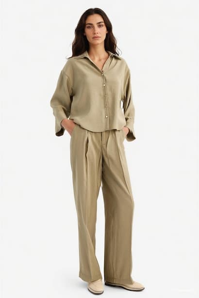 Wide Leg High Waist Modal Trousers (3)