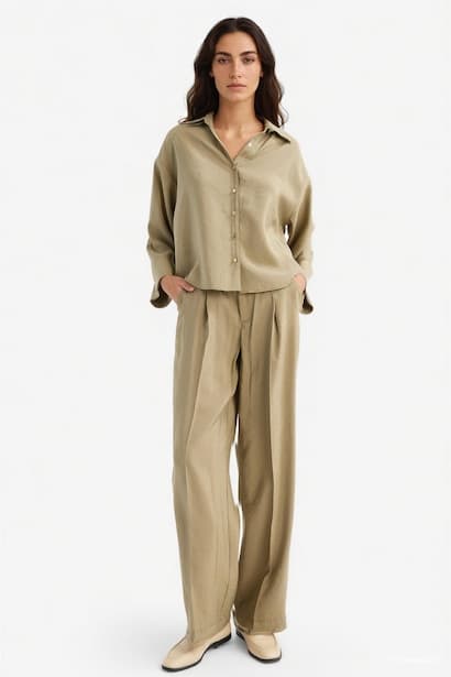 Wide Leg High Waist Modal Trousers (4)