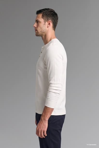 Slim Fit Textured Knit Long Sleeve Henley T-Shirt (3)