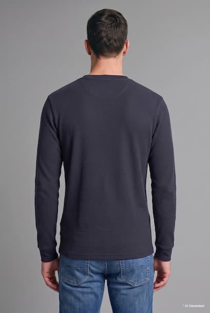 Slim Fit Waffle Cotton Henley Neck Long Sleeve T-Shirt (4)
