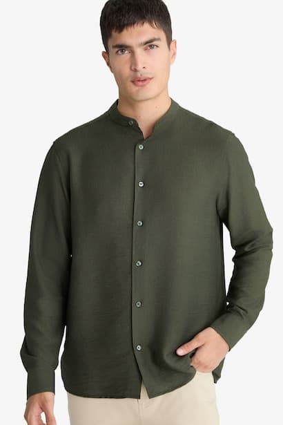 Regular Fit Dog Collar Long Sleeve Shirt