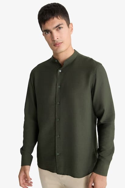 Regular Fit Dog Collar Long Sleeve Shirt (٣)