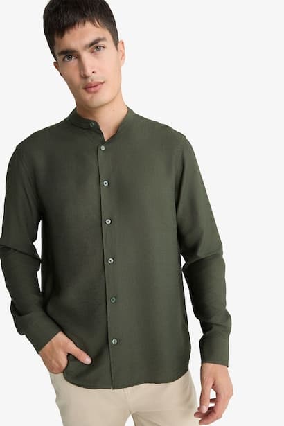 Regular Fit Dog Collar Long Sleeve Shirt (٤)