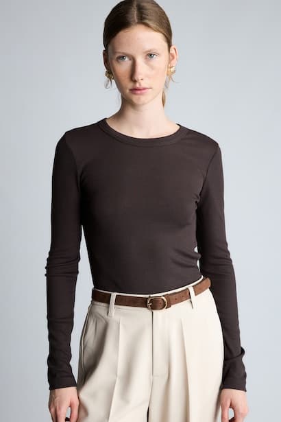 Slim Fit Crew Neck Camisole Long Sleeve T-Shirt