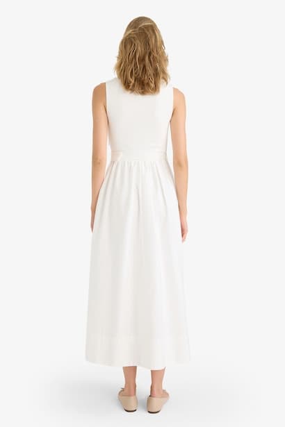 Crew Neck Poplin Sleeveless Maxi Dress (٤)