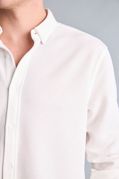 Regular Fit Polo Collar Long Sleeve Shirt (٤)