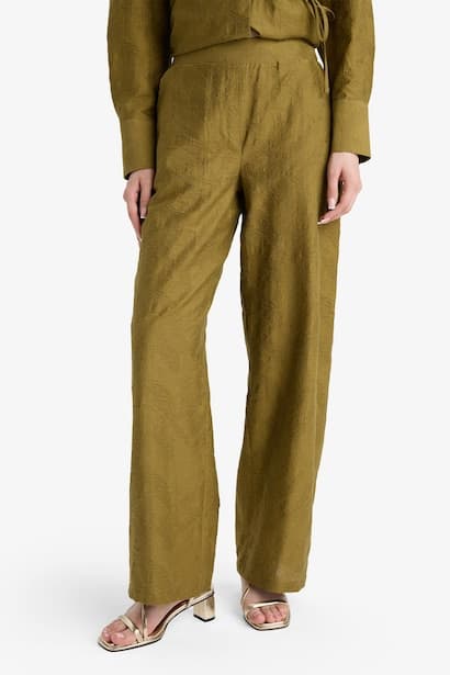 Regular Fit Elastic Waist Jacquard Trousers Modest (٤)