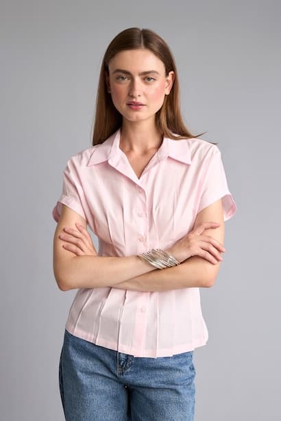 Slim Fit Poplin Short Sleeve Shirt (٣)
