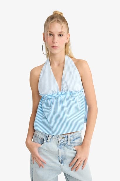 Poplin Tie-Neck Top