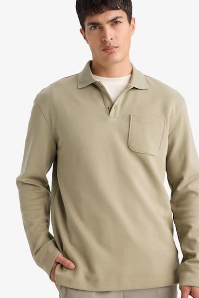 Long Sleeve Polo Collar T-Shirt