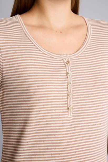Regular Fit Striped Short Sleeve Button-Up Pajama Set Homewear Set (٤)