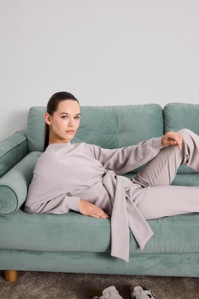 Fall in Love Modal Belted Sweatshirt Homewear
