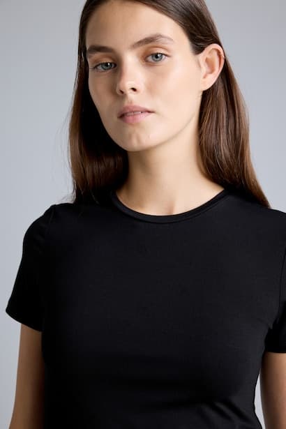 Basic Short Sleeve Stretch Fabric T-Shirt Homewear (٤)