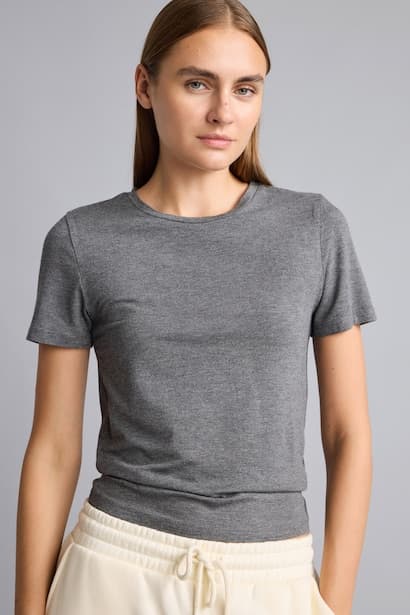Basic Short Sleeve Stretch Fabric T-Shirt Homewear