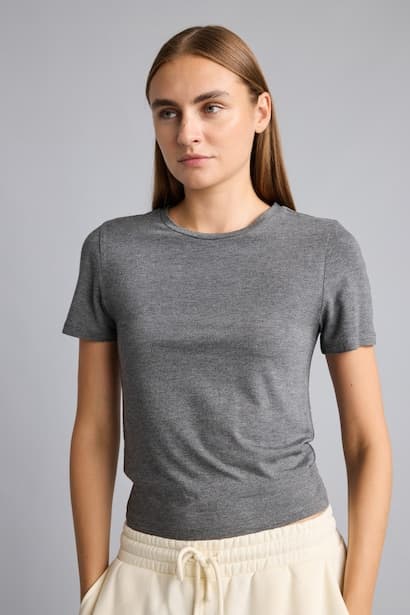 Basic Short Sleeve Stretch Fabric T-Shirt Homewear (٣)