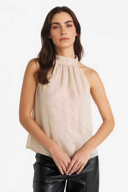 Regular Fit Halter Neck Chiffon Sleeveless Blouse (3)