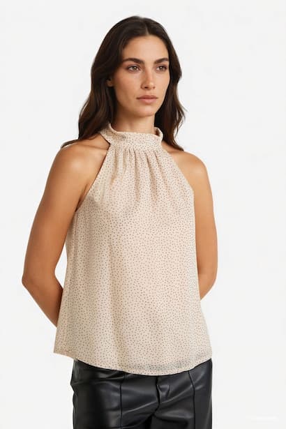 Regular Fit Halter Neck Chiffon Sleeveless Blouse (4)