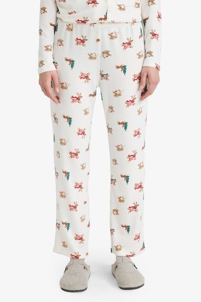 Regular Fit Long Sleeve 2 Piece Christmas Pyjamas Set Homewear Set (٣)