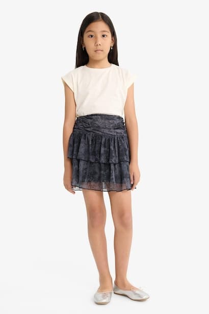 Girl Elastic Waist Layered Tulle Skirt (3)