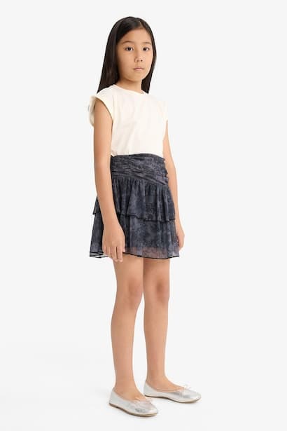 Girl Elastic Waist Layered Tulle Skirt (4)