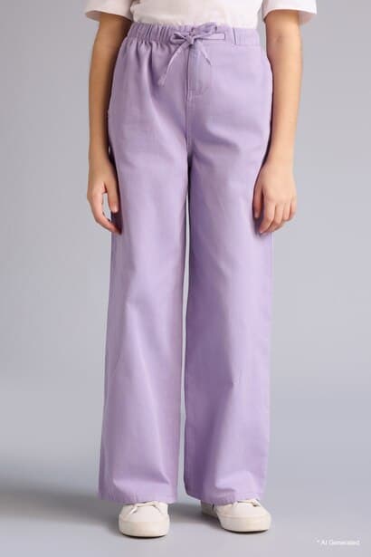 Girl Wide Leg Gabardine Trousers (3)