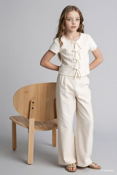 Girl Wide Leg Cotton Trousers