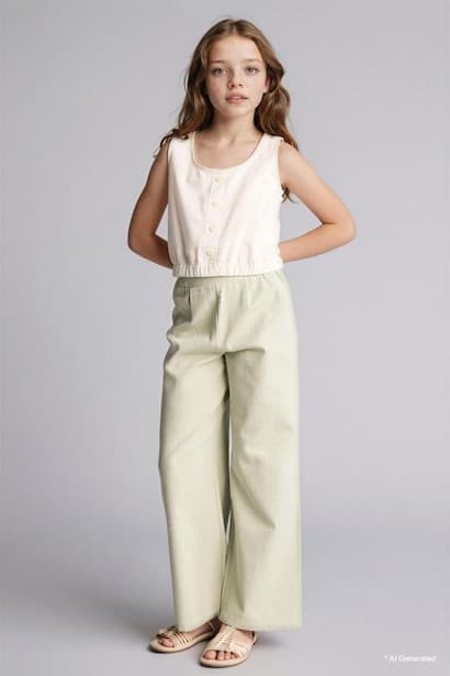 Girl Wide Leg Cotton Trousers