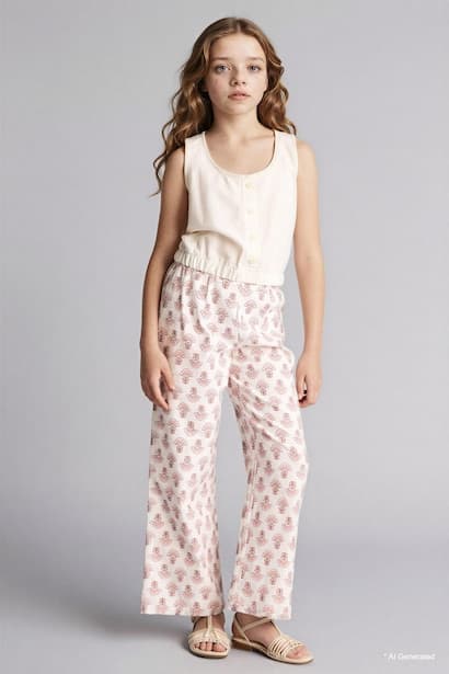 Girl Wide Leg Cotton Trousers