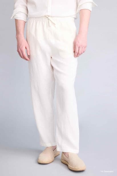 Relax Fit 100% Linen Trousers (٤)