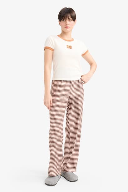 Regular Fit Long Checked Pyjamas Bottoms Homewear