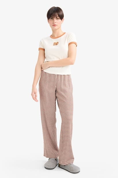 Regular Fit Long Checked Pyjamas Bottoms Homewear (٣)