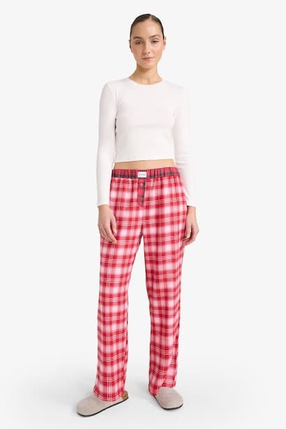 Regular Fit Flannel Plaid Pyjamas Bottoms Homewear