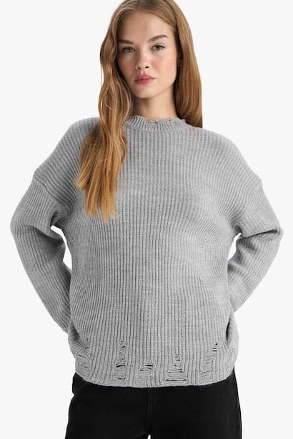 Overshirt Fit Crew Neck Pullover