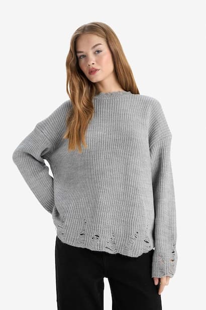 Overshirt Fit Crew Neck Pullover (4)