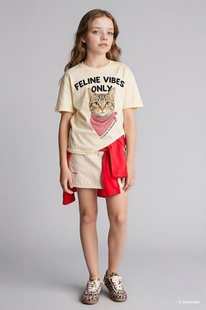 Girl Animal Print Oversize T-Shirt (٢)