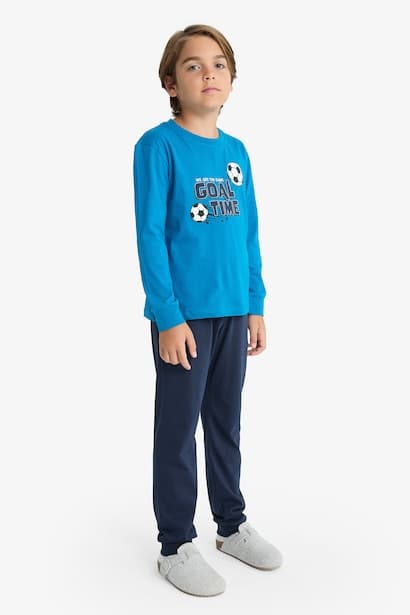 Boy Printed Top Bottoms 2 Piece Pajama Set Homewear (٣)