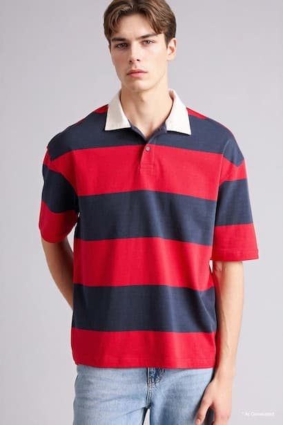 Loose Fit Short Sleeve Polo T-shirt (3)