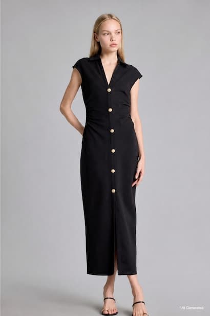 Fitted Polo Collar Dress