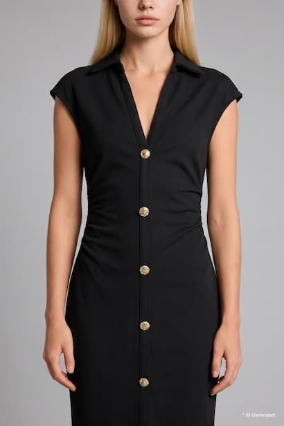 Fitted Polo Collar Dress (٤)