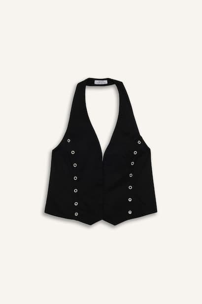 Halter Collar Gabardine Vest (٤)