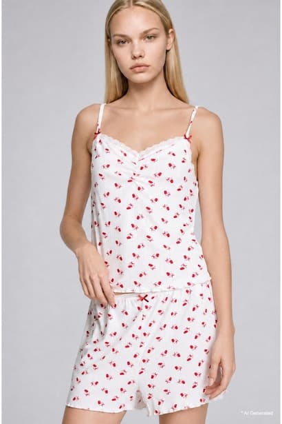 Cotton Red Printed Tank Top Tank Top & Crop Top