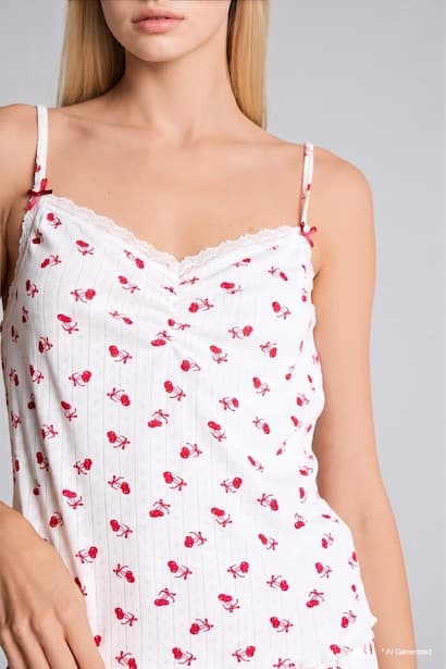 Cotton Red Printed Tank Top Tank Top & Crop Top (٣)
