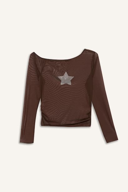 Slim Fit Tulle Long Sleeve T-Shirt (٤)