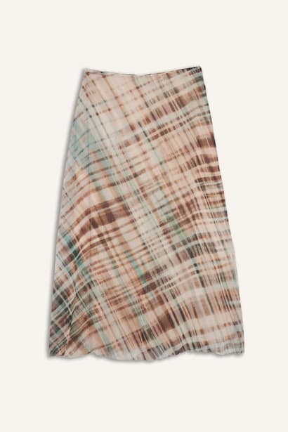 Pencil Skirt Printed Chiffon Lined Normal Waist Midi Skirt (٤)