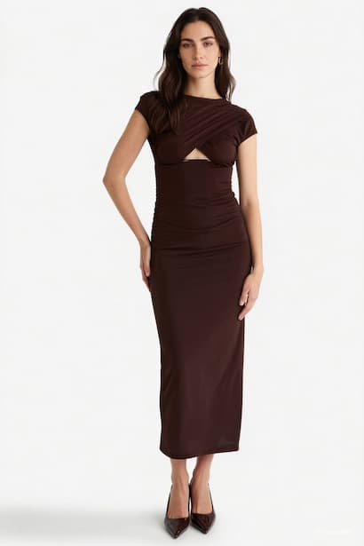 Crew Neck Short Sleeve Midi Dress