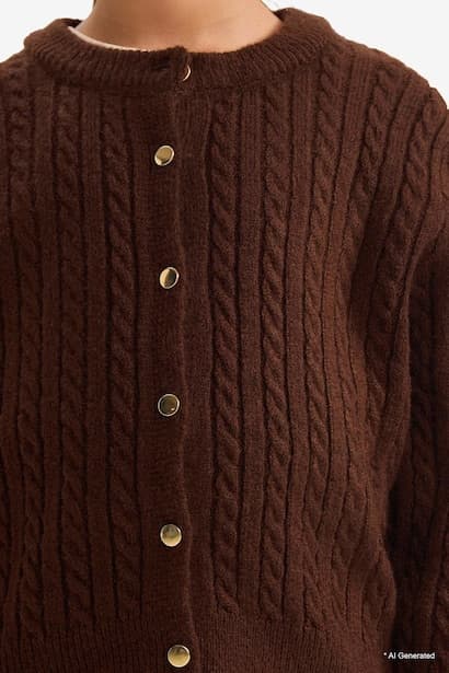 Girl Crew Neck Knit Cardigan (٤)