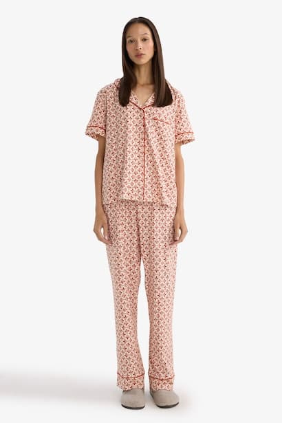 Regular Fit Short Sleeve 2 Piece Set Homewear Set